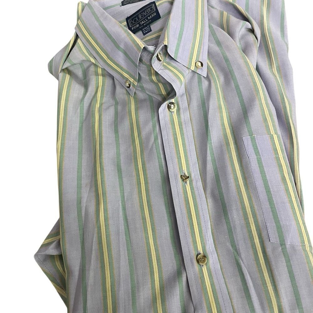 Boulevard for Tall Man Men's Striped Shirt - Green and Yellow size 3XLT